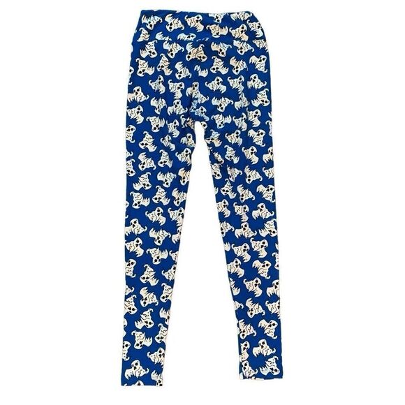 Lularoe Girls Size Medium Halloween Ghost Printed‎ Leggings Blue White - Picture 1 of 7